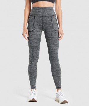 Leggins Gymshark Fleece Forro Pocket Leggings Gris | BKQCE3276