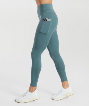 Leggins Gymshark Pocket Leggings Denim Teal | TPKNQ8067