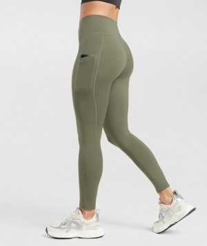 Leggins Gymshark Pocket Leggings Verde Oliva | VIWTC6752