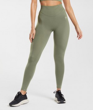 Leggins Gymshark Sweat Seamless Leggings Verde Oliva | LCJVB2635