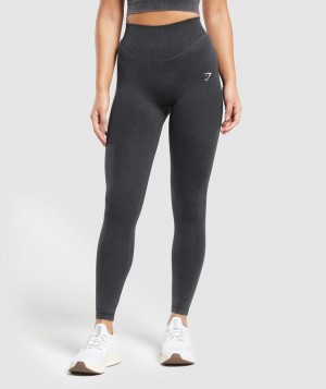 Leggins Gymshark Sweat Seamless Washed Leggings Negras | LPDJW5210