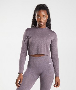 Long Sleeve Top Gymshark Adapt Animal Seamless Long Sleeve Top Wild | Musk Lilac | AYREH1745