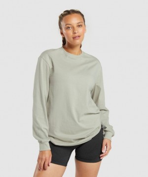 Long Sleeve Top Gymshark Algodon Oversized Long Sleeve Top Gris | UNEPA3942