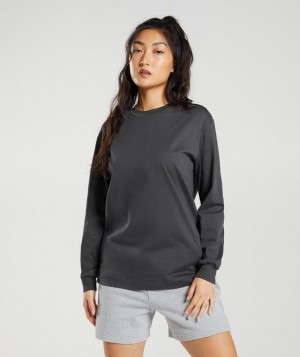 Long Sleeve Top Gymshark Algodon Oversized Long Sleeve Top Gris | CSXPA5721