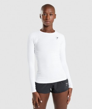 Long Sleeve Top Gymshark Entrenamiento Baselayer Long Sleeve Top Blancas | QMIPS0129