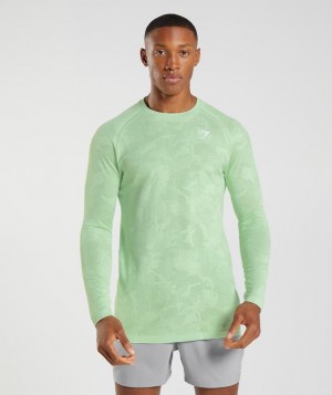 Long Sleeve Top Gymshark Geo Seamless Long Sleeve T-Shirt Verde | YQIVO9376