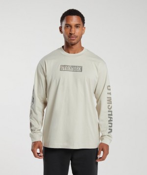 Long Sleeve Top Gymshark Global Estampadas Long Sleeve T-Shirt Gris | UTNIL4501