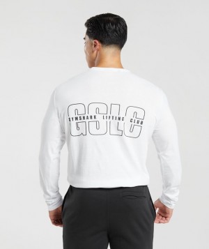 Long Sleeve Top Gymshark Lifting Club Long Sleeve T-Shirt Blancas | MPARB7165