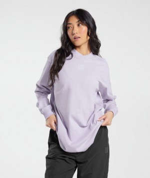 Long Sleeve Top Gymshark Monogram Oversized Long Sleeve Top Moradas | TEVHN8962