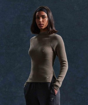 Long Sleeve Top Gymshark Pause Knitwear Long Sleeve Top Gris | XRANC0827