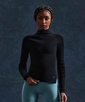 Long Sleeve Top Gymshark Pause Knitwear Long Sleeve Top Gris | YPJSC9276