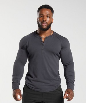 Long Sleeve Top Gymshark Rest Day Essentials Henley Gris | VFEZK1430