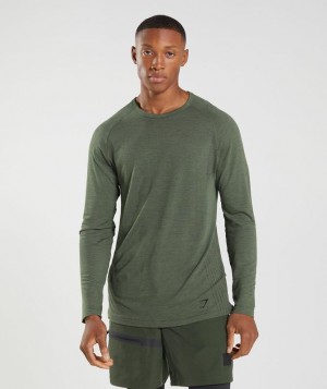 Long Sleeve Top Gymshark Retake Seamless Long Sleeve T-Shirt Verde Oliva | BDYER1034