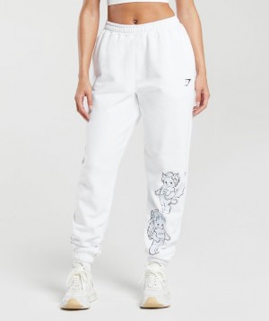 Pantalones Gymshark Cherub Estampadas Joggers Blancas | LMHIC2697