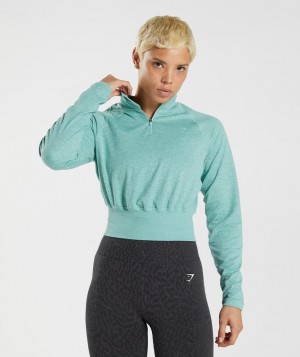 Pullovers Gymshark 315 Long Sleeve Warmup Top Pearl Blue/Winter Teal Marl | UQSYE1463