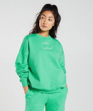 Pullovers Gymshark Activated Estampadas Sweatshirt Verde | BJNGF3084