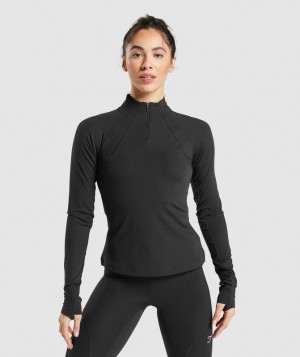 Pullovers Gymshark Correr 1/4 Zip Negras | QGHMZ8036