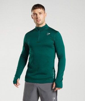 Pullovers Gymshark Deporte 1/4 Zip Verde | WJIQO3205