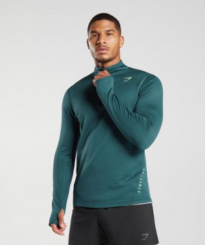 Pullovers Gymshark Deporte 1/4 Zip Winter Teal | WBSMZ0798