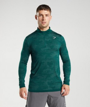 Pullovers Gymshark Deporte Seamless 1/4 Zip Verde | BCLVG9357