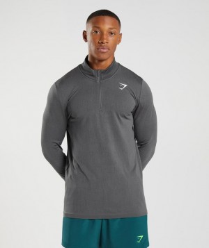 Pullovers Gymshark Deporte Seamless 1/4 Zip Silhouette Grey/Black | YZUWA9135