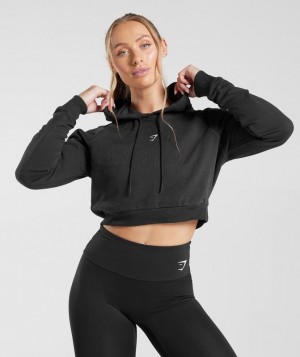 Pullovers Gymshark Entrenamiento Cropped Hoodie Negras | PGRKN2905