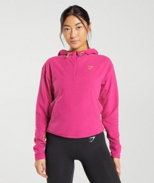 Pullovers Gymshark Entrenamiento Fleece 1/4 Zip Rosas | XEUMS5174