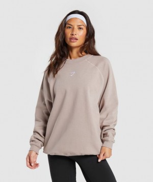 Pullovers Gymshark Entrenamiento Oversized Fleece Sweatshirt Rosas | ZGCAR5182