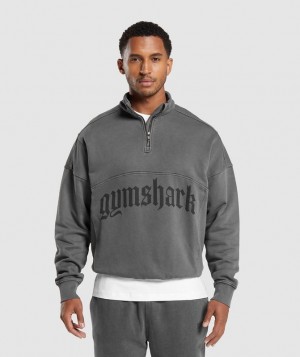 Pullovers Gymshark Heavyweight 1/4 Zip Negras | UNEGT8369