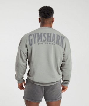 Pullovers Gymshark Heritage Washed Crew Gris | PLBGD2304