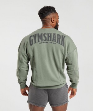 Pullovers Gymshark Heritage Washed Crew Verde | PYXOS7568