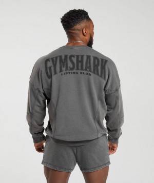 Pullovers Gymshark Heritage Washed Crew Gris | EQJBZ5910