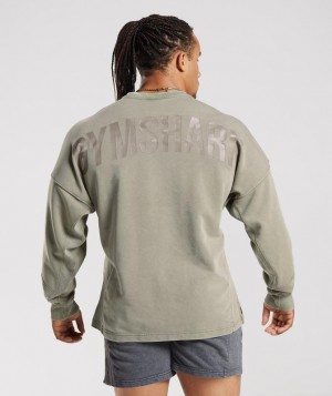 Pullovers Gymshark Power Washed Crew Marrones | XVOBY7952