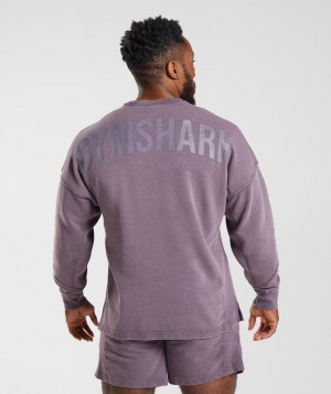 Pullovers Gymshark Power Washed Crew Musk Lilac | DUTKG8071