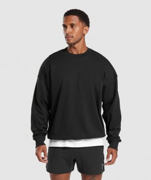 Pullovers Gymshark Rest Day Essential Crew Negras | QIHMW6981