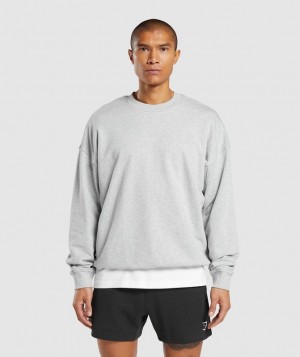 Pullovers Gymshark Rest Day Essential Crew Gris Claro | UNLCQ8624