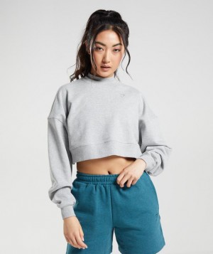 Pullovers Gymshark Rest Day Sweats Cropped Pullover Gris Claro | EUIHN5302