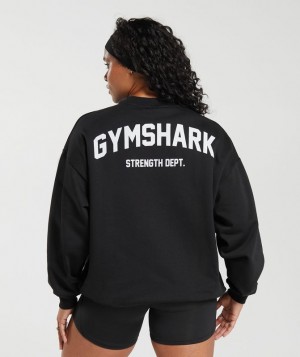 Pullovers Gymshark Strength Department Estampadas Oversized Sweatshirt Negras | AYOQI6879