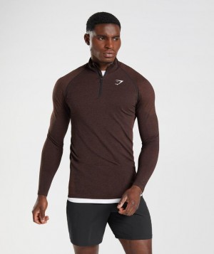 Pullovers Gymshark Vital 1/4 Zip Cherry Brown/Black | SMEZH4251