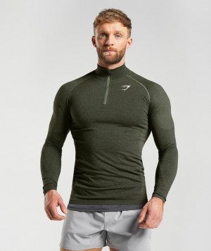 Pullovers Gymshark Vital 1/4 Zip Core Olive/Black | RPHBI6302