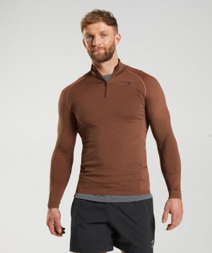 Pullovers Gymshark Vital 1/4 Zip Marrones | PSIXH4761