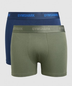 Ropa Interior Gymshark Boxers 2pk Core Olive/Navy | UAJOG4208