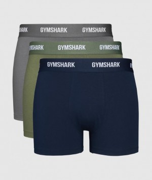 Ropa Interior Gymshark Boxers 3 PK Gris | QRLCA7485