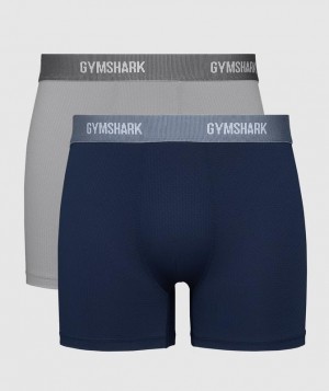 Ropa Interior Gymshark Sports Tech Boxer 2 PK Gris | YWJCV5847