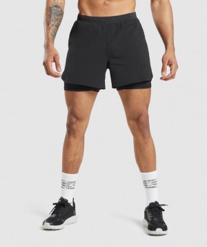 Short Gymshark Speed Evolve 5" 2 In 1 Shorts Negras | NMVDP8941