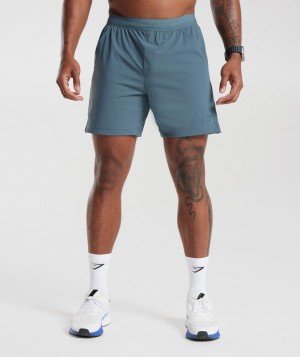 Short Gymshark Studio 6" Shorts Denim Teal | ZJMEI1460