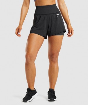 Short Gymshark Vital Seamless 2.0 2-in-1 Shorts Negras | LMVKC8593