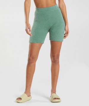 Short Gymshark Whitney Eyelash Knit Shorts Verde | UIPXT0481