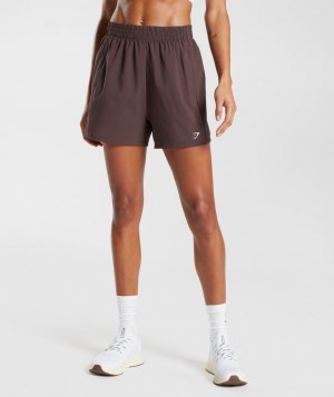 Short Gymshark Woven Pocket Shorts Chocolate Marrones | PMTCO1486