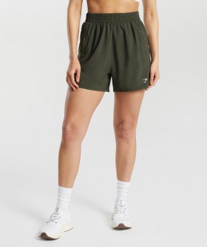 Short Gymshark Woven Pocket Shorts Verde Oliva Oscuro Verde | UWGMF9713